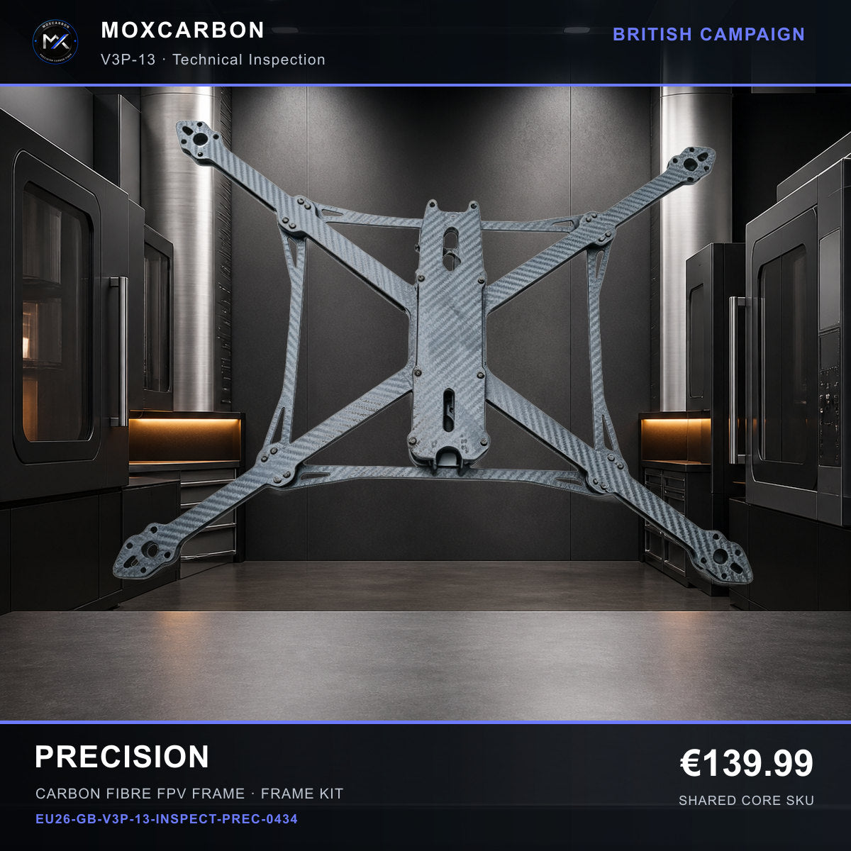 MOX MARK4 V3 Pro 13-Inch Carbon Fibre FPV Frame — British Precision 0434 product image