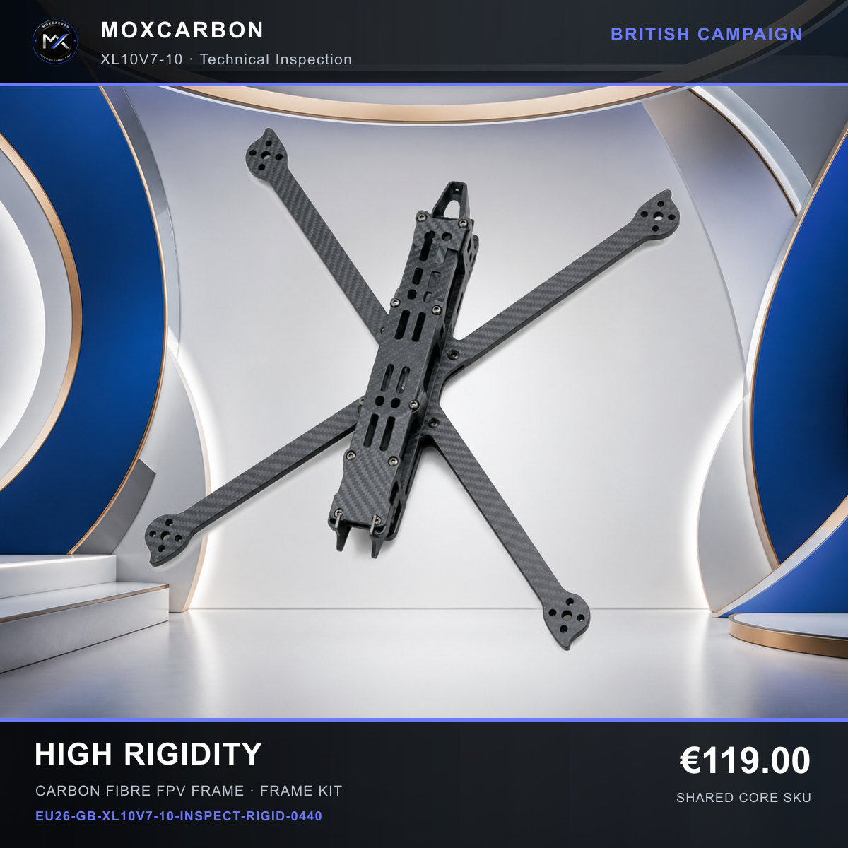 MOX XL10V7 10-Inch Carbon Fibre FPV Frame — British High Rigidity 0440 product image