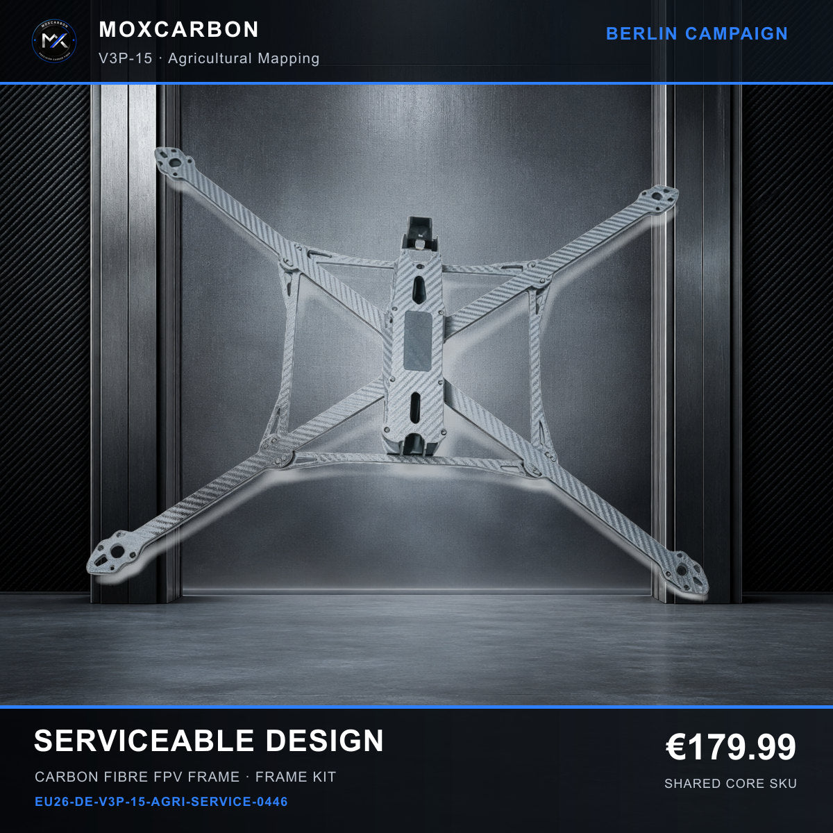 MOX MARK4 V3 Pro 15-Inch Carbon Fibre FPV Frame — Berlin Serviceable Design 0446 product image