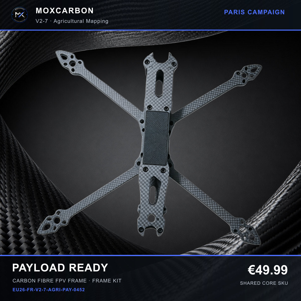 MOX MARK4 V2 7-Inch Carbon Fibre FPV Frame — Paris Payload Ready 0452 product image