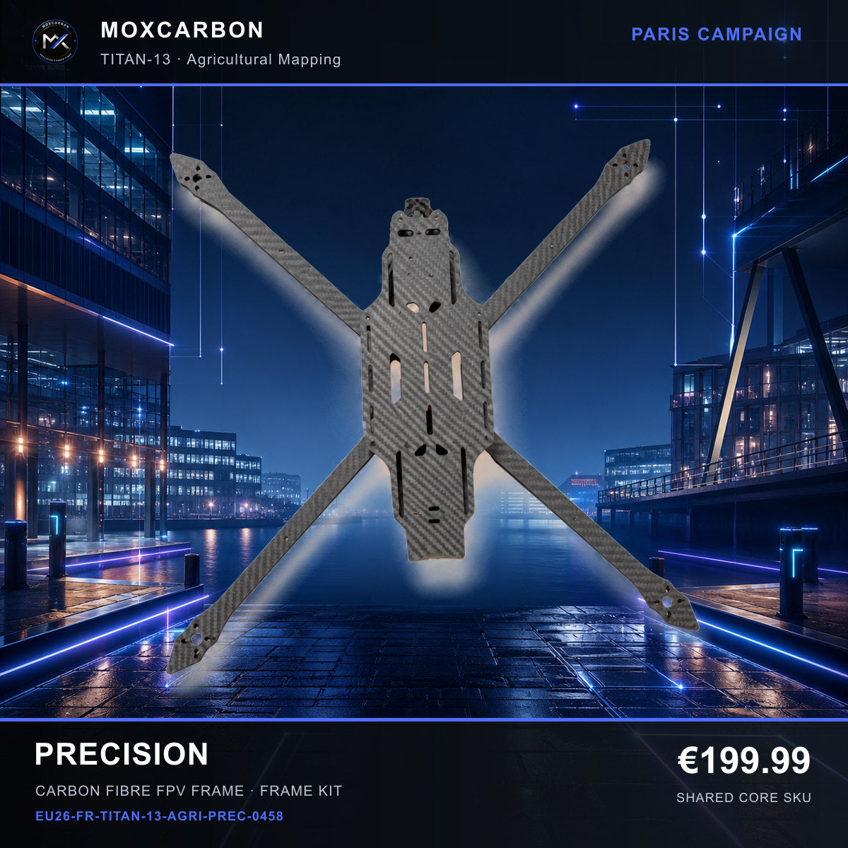 MOX MARK4 Titan GOW 13-Inch Carbon Fibre FPV Frame — Paris Precision 0458 product image