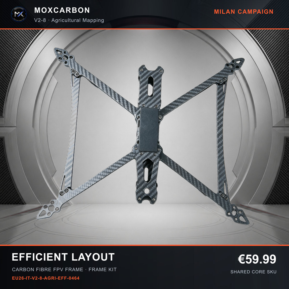 MOX MARK4 V2 8-Inch Carbon Fibre FPV Frame — Milan Efficient Layout 0464 product image