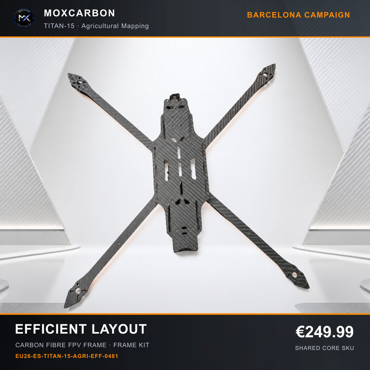 MOX MARK4 Titan GOW 15-Inch Carbon Fibre FPV Frame — Barcelona Efficient Layout 0481 product image