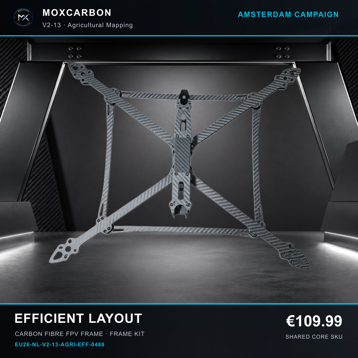 MOX MARK4 V2 13-Inch Carbon Fibre FPV Frame — Amsterdam Efficient Layout 0488 product image