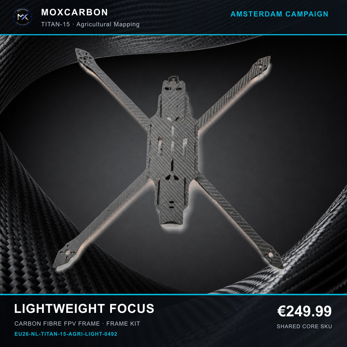 MOX MARK4 Titan GOW 15-Inch Carbon Fibre FPV Frame — Amsterdam Lightweight Focus 0492 product image