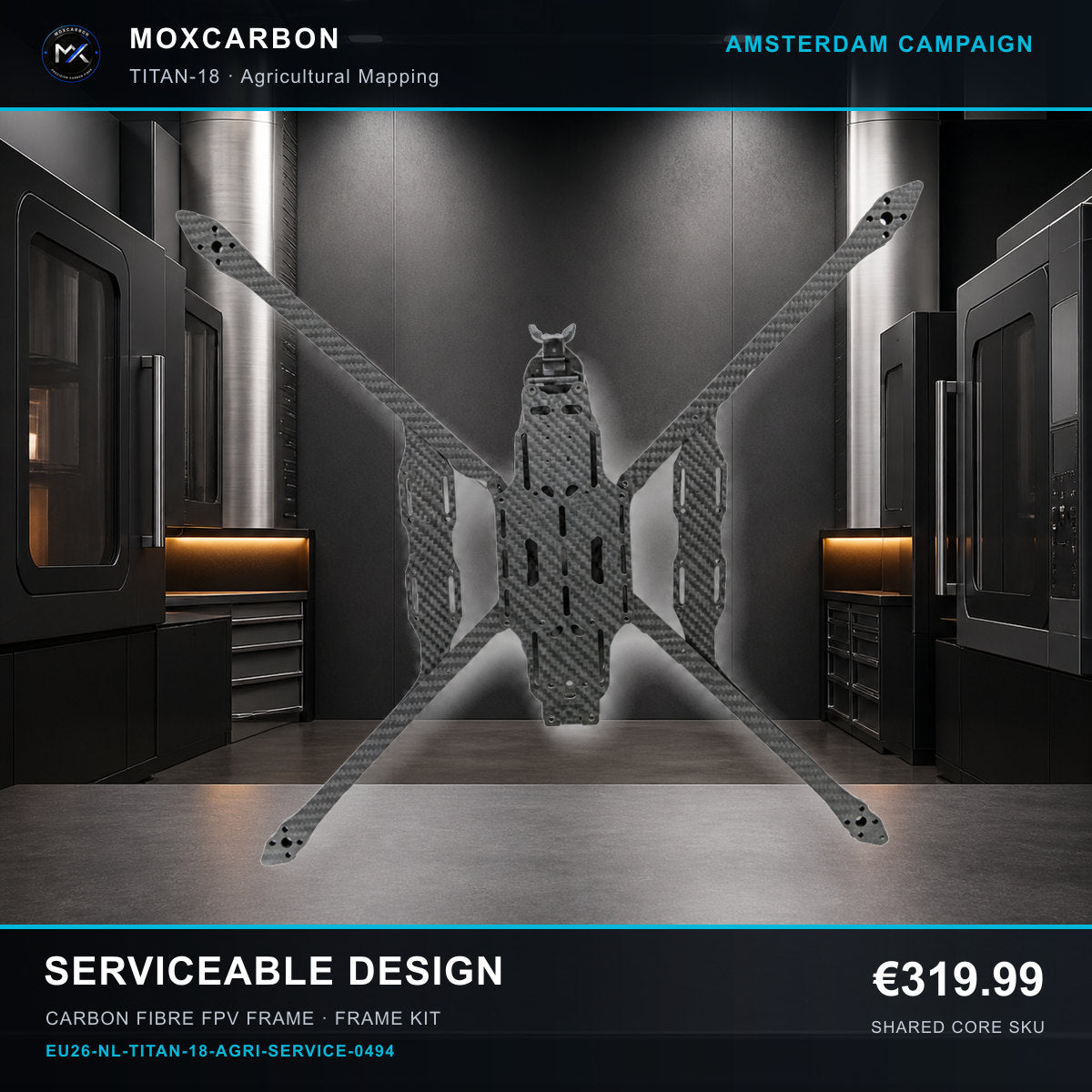 MOX MARK4 Titan GOW 18-Inch Carbon Fibre FPV Frame — Amsterdam Serviceable Design 0494 product image