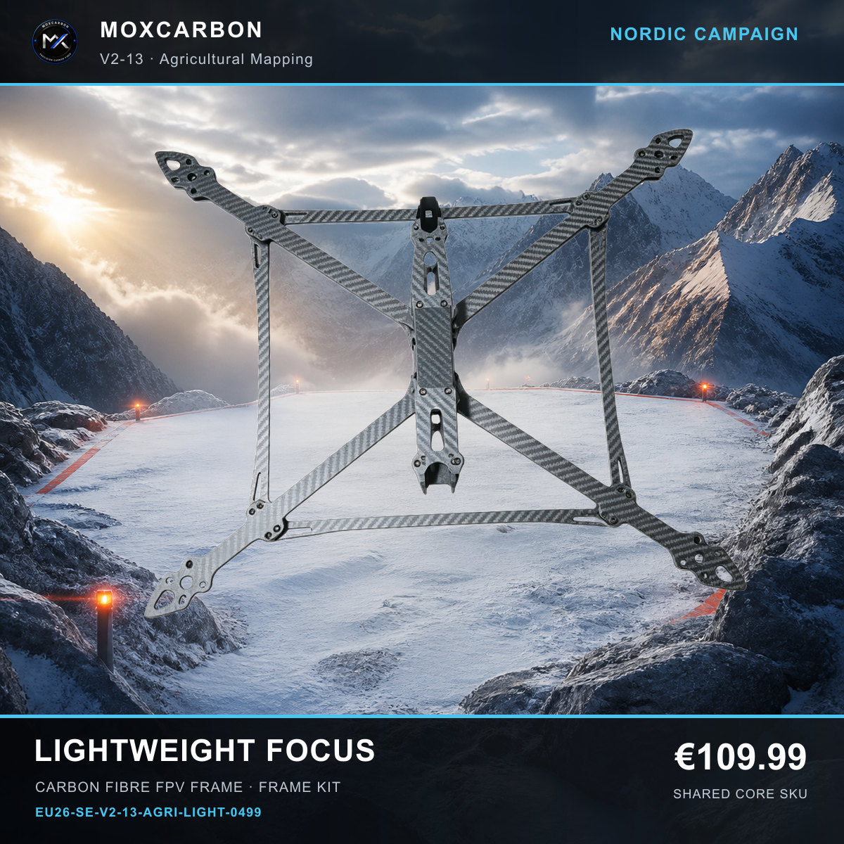 MOX MARK4 V2 13-Inch Carbon Fibre FPV Frame — Nordic Lightweight Focus 0499 product image