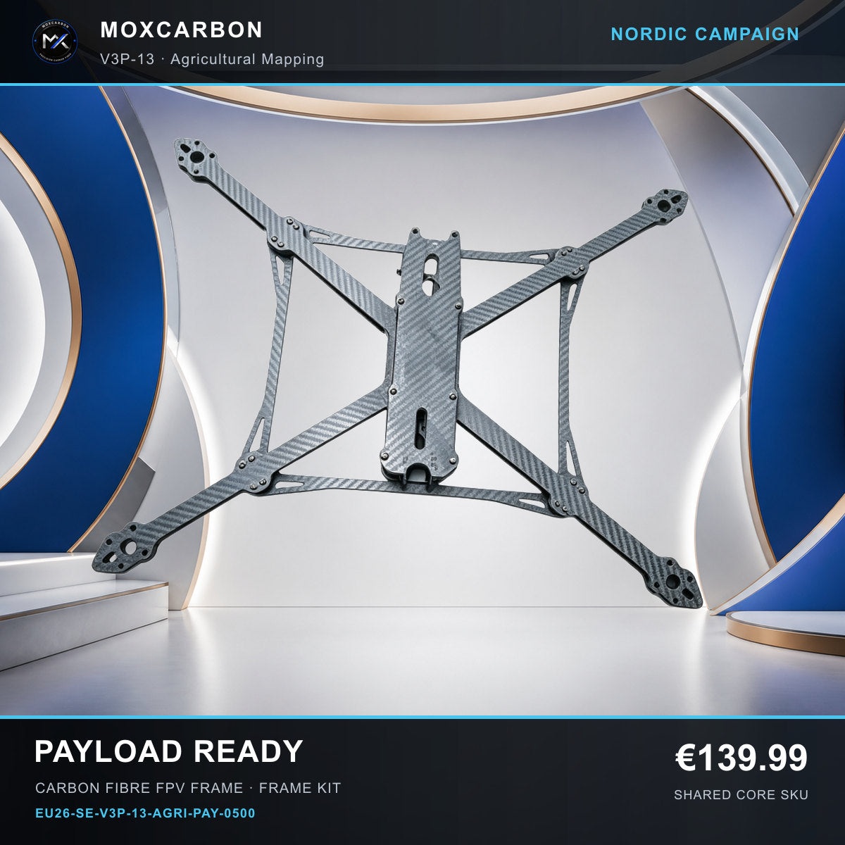 MOX MARK4 V3 Pro 13-Inch Carbon Fibre FPV Frame — Nordic Payload Ready 0500 product image