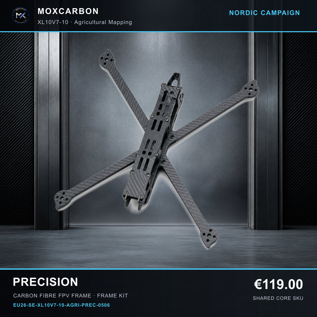 MOX XL10V7 10-Inch Carbon Fibre FPV Frame — Nordic Precision 0506 product image
