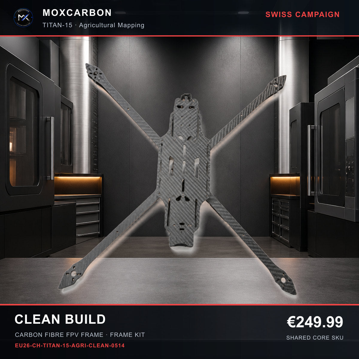 MOX MARK4 Titan GOW 15-Inch Carbon Fibre FPV Frame — Swiss Clean Build 0514 product image