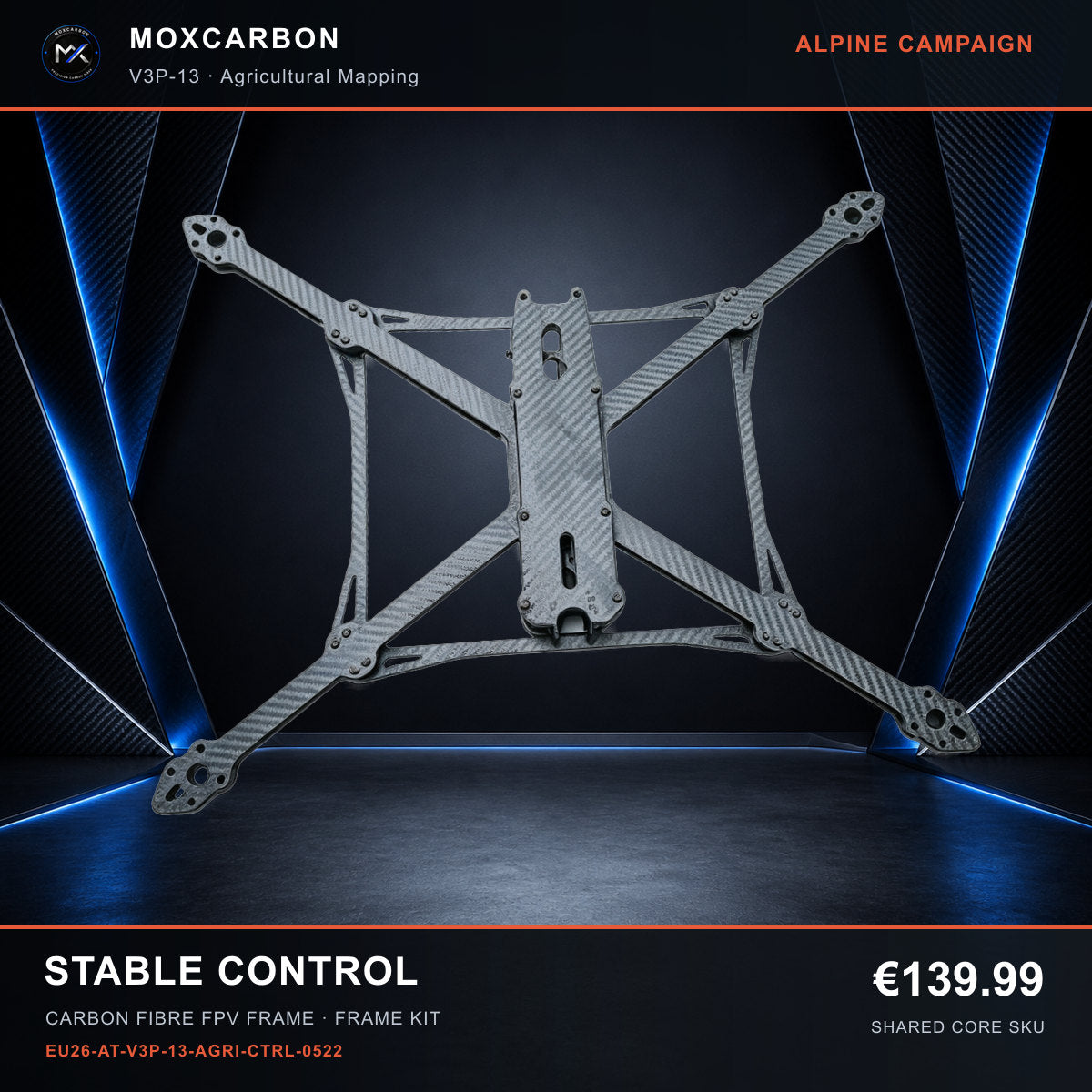 MOX MARK4 V3 Pro 13-Inch Carbon Fibre FPV Frame — Alpine Stable Control 0522 product image