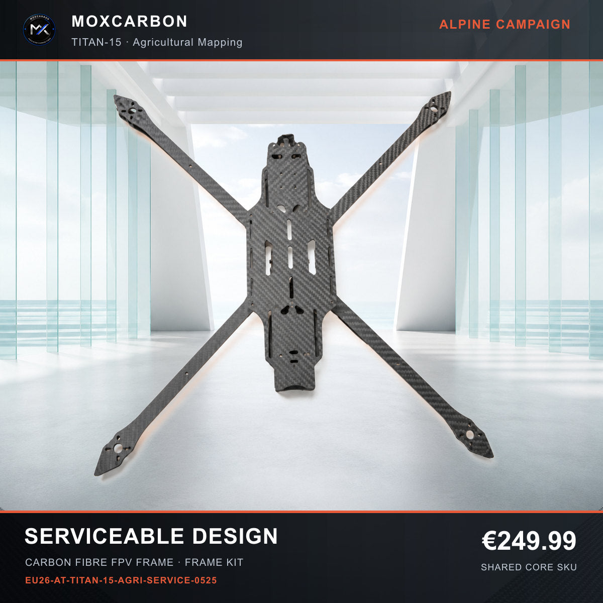 MOX MARK4 Titan GOW 15-Inch Carbon Fibre FPV Frame — Alpine Serviceable Design 0525 product image