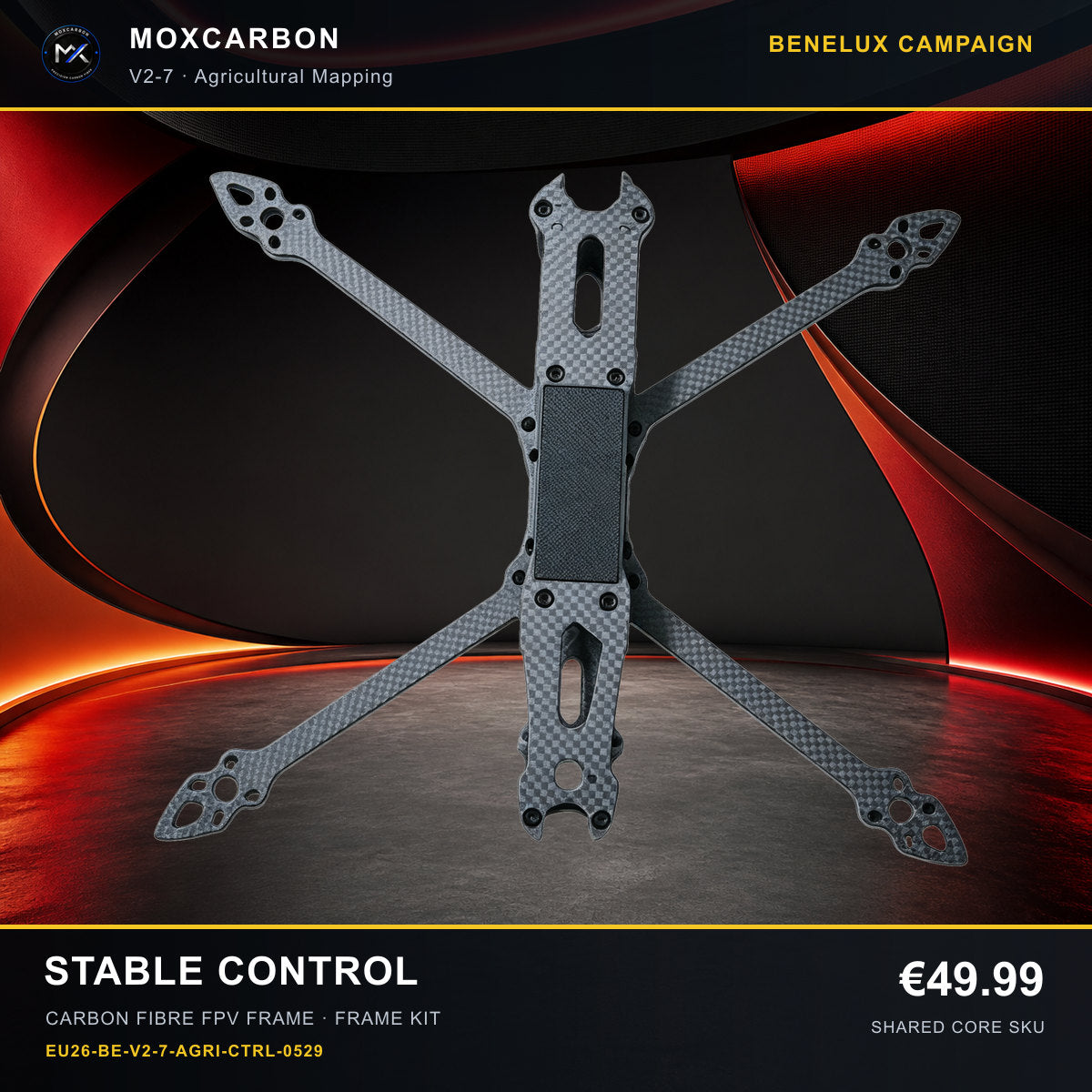 MOX MARK4 V2 7-Inch Carbon Fibre FPV Frame — Benelux Stable Control 0529 product image