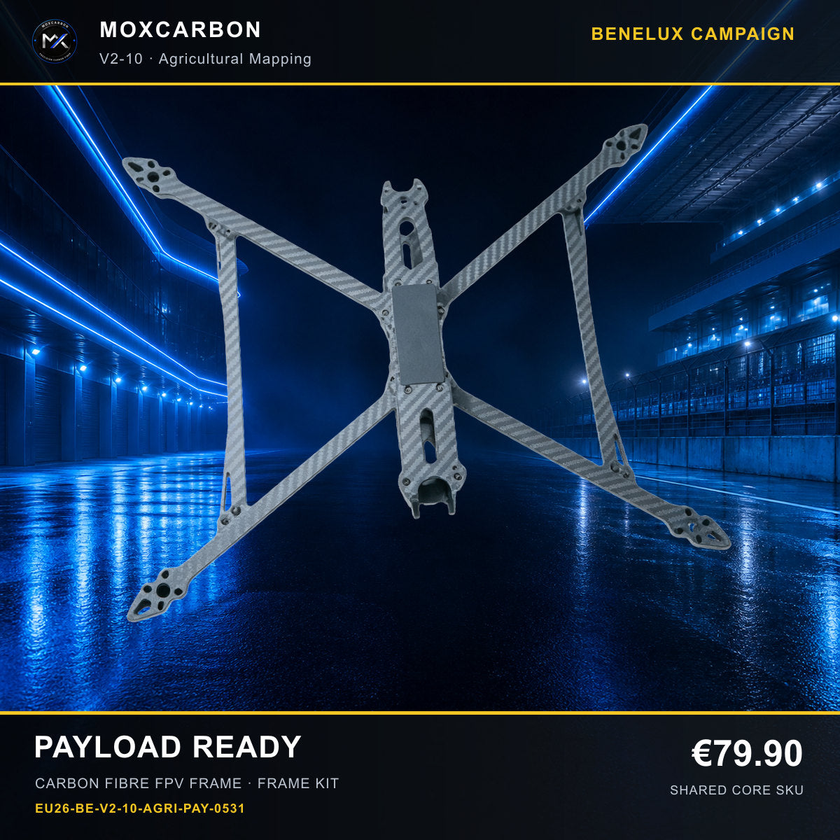 MOX MARK4 V2 10-Inch Carbon Fibre FPV Frame — Benelux Payload Ready 0531 product image