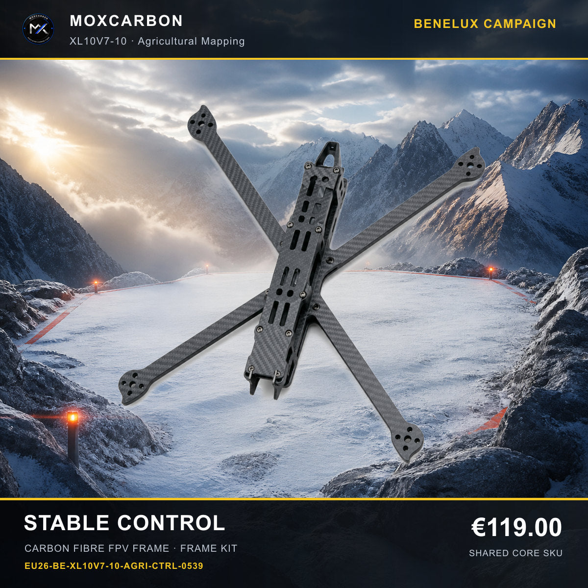MOX XL10V7 10-Inch Carbon Fibre FPV Frame — Benelux Stable Control 0539 product image