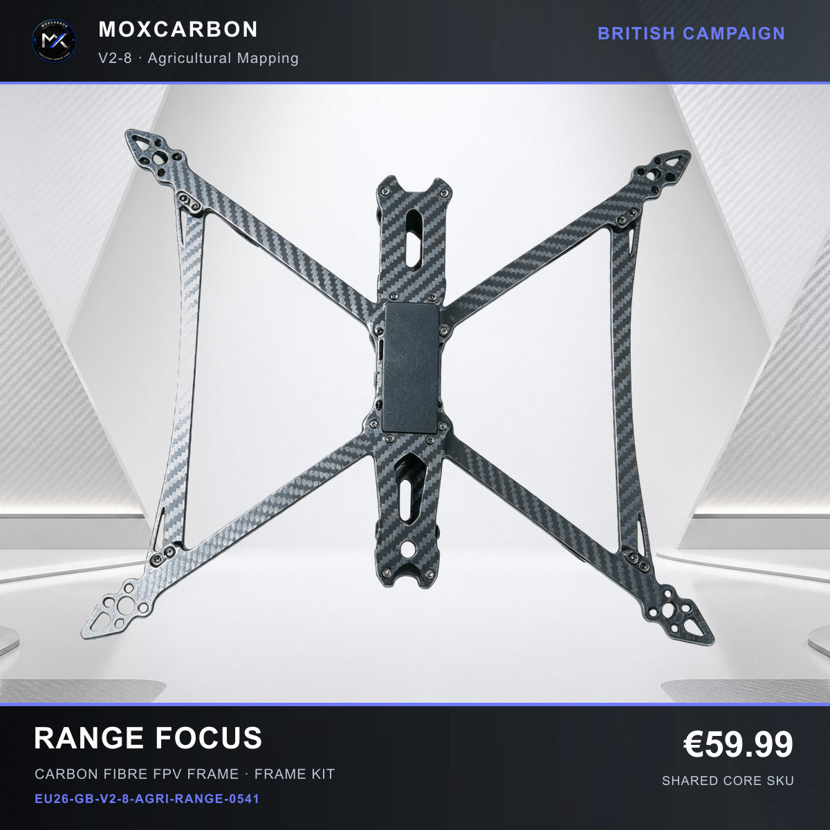 MOX MARK4 V2 8-Inch Carbon Fibre FPV Frame — British Range Focus 0541 product image