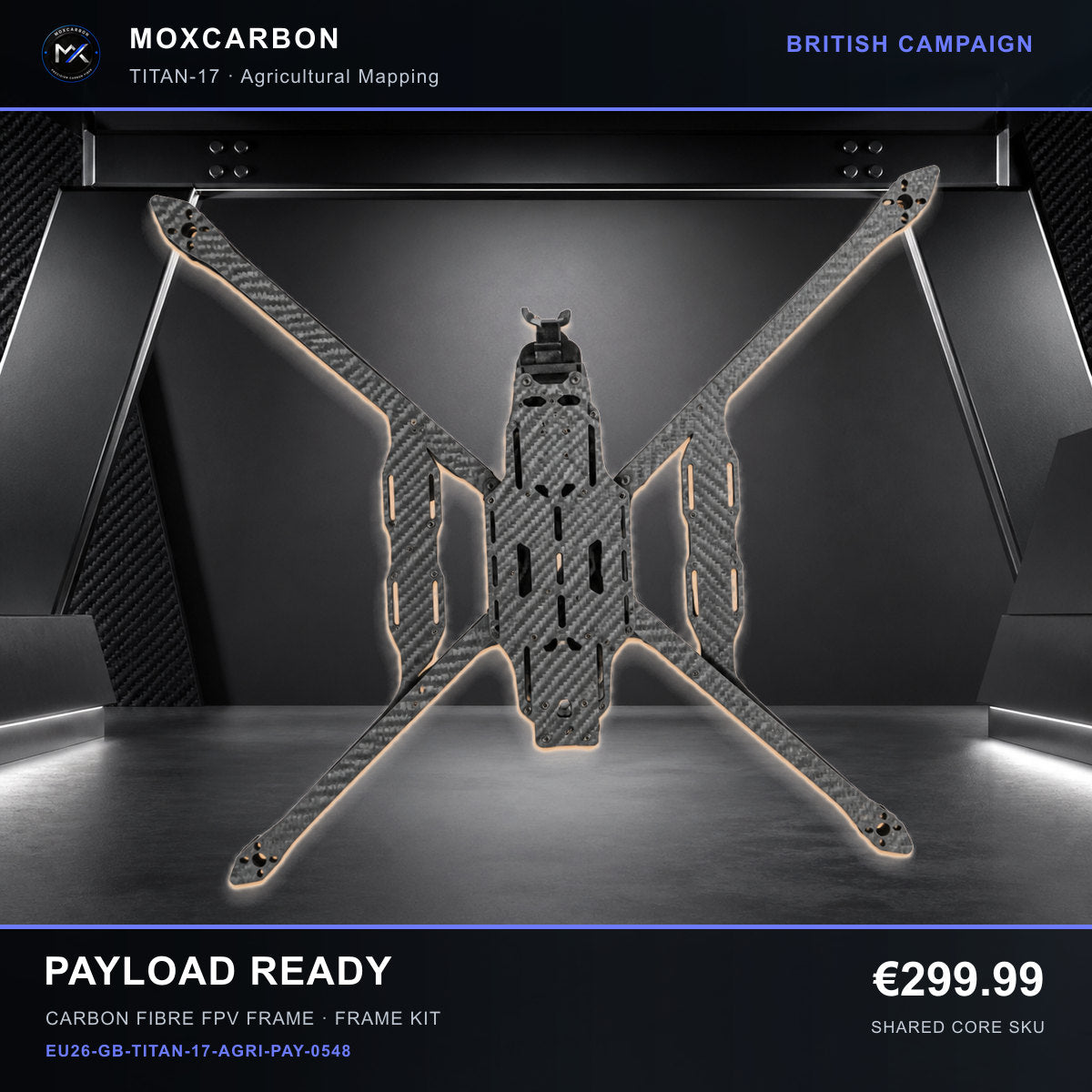 MOX MARK4 Titan GOW 17-Inch Carbon Fibre FPV Frame — British Payload Ready 0548 product image
