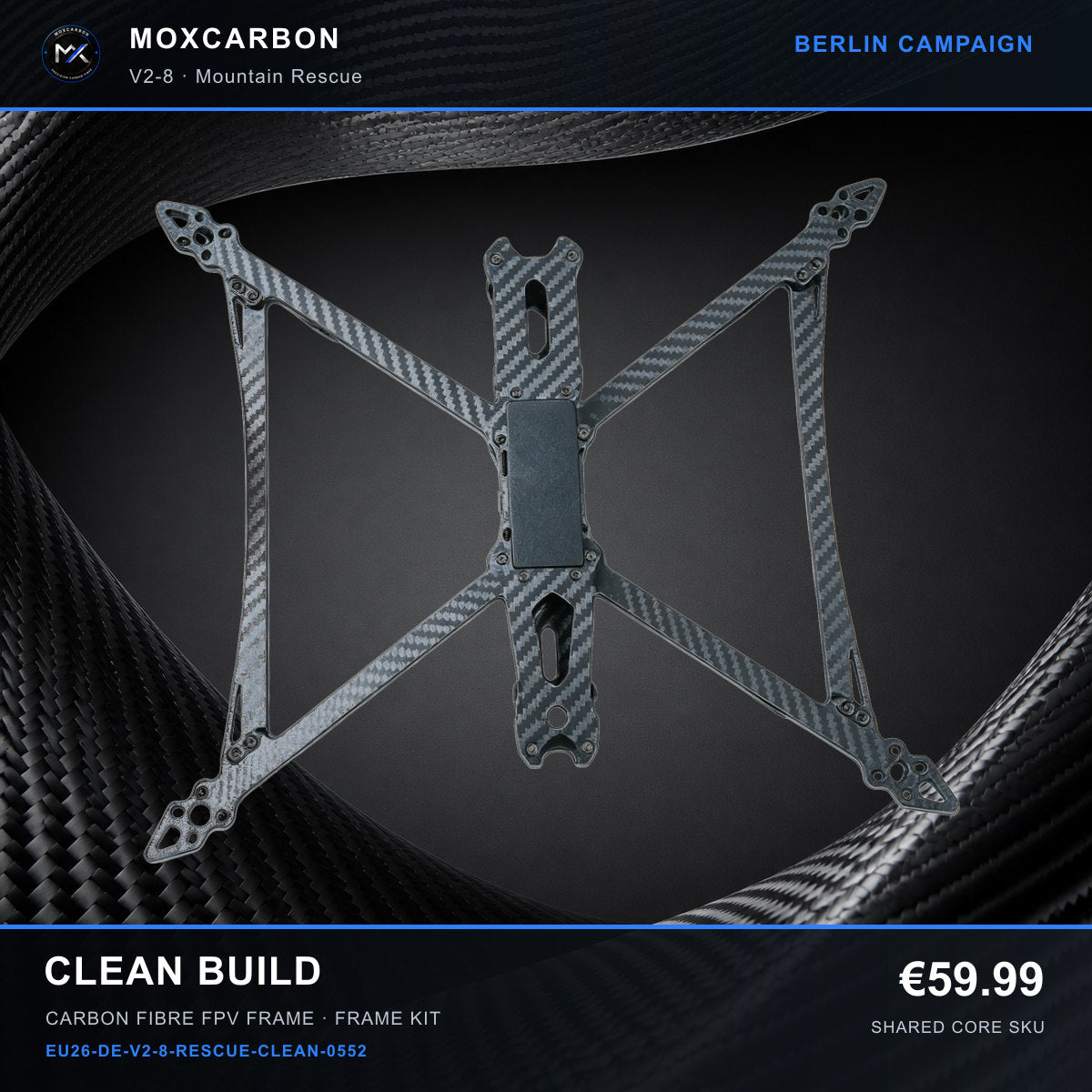 MOX MARK4 V2 8-Inch Carbon Fibre FPV Frame — Berlin Clean Build 0552 product image
