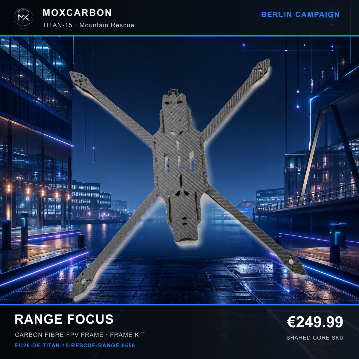 MOX MARK4 Titan GOW 15-Inch Carbon Fibre FPV Frame — Berlin Range Focus 0558 product image