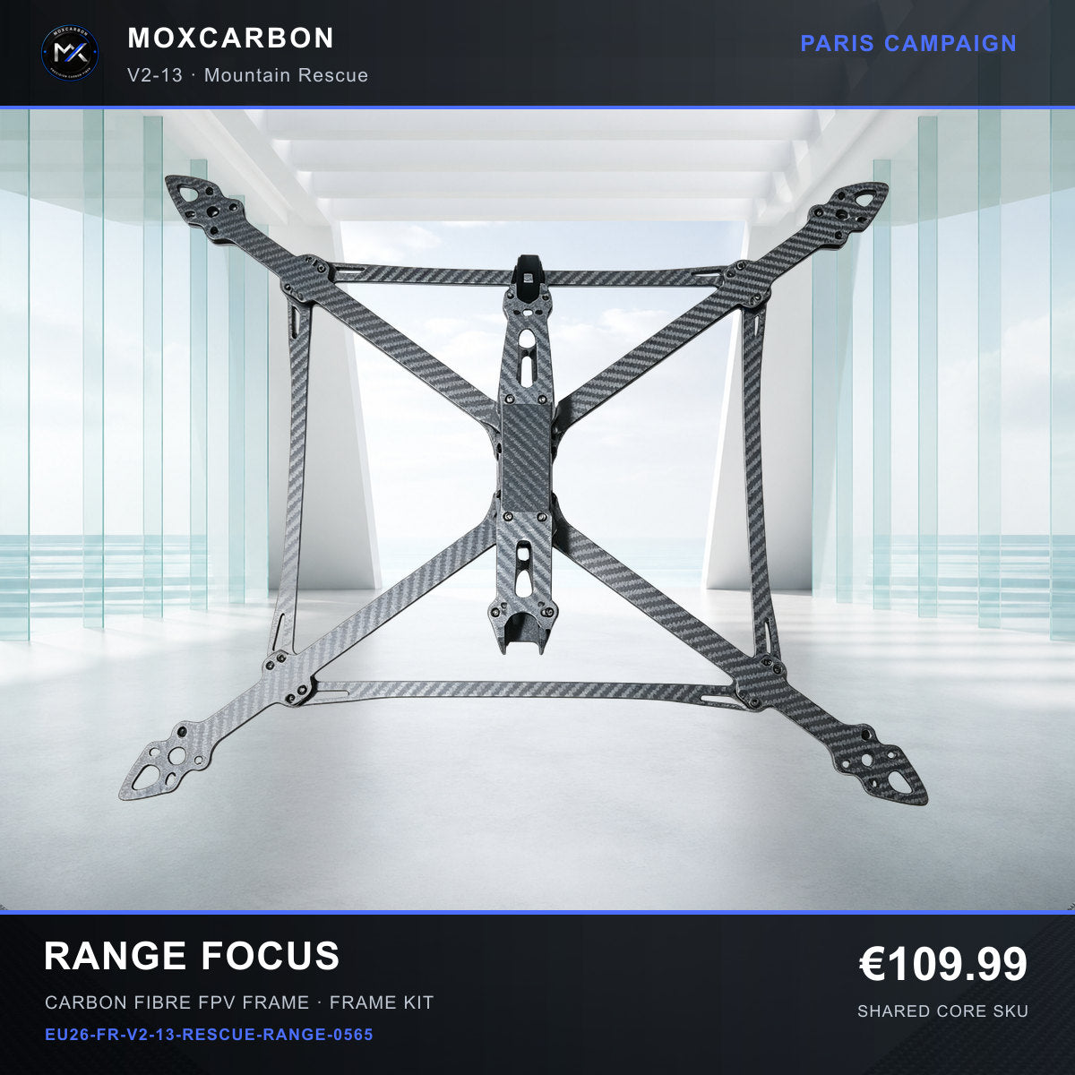 MOX MARK4 V2 13-Inch Carbon Fibre FPV Frame — Paris Range Focus 0565 product image