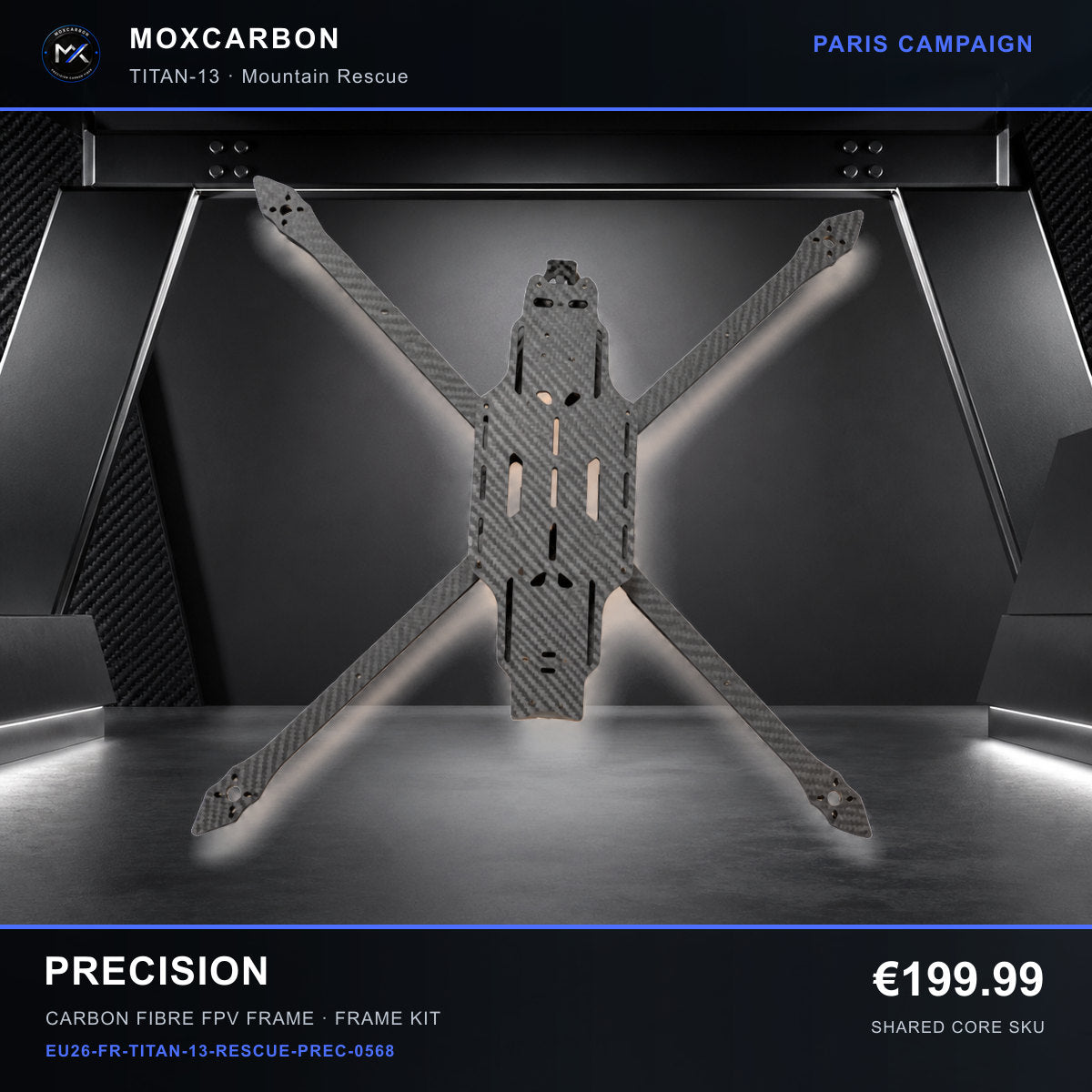 MOX MARK4 Titan GOW 13-Inch Carbon Fibre FPV Frame — Paris Precision 0568 product image