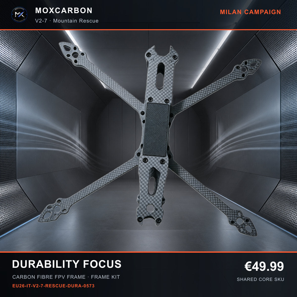 MOX MARK4 V2 7-Inch Carbon Fibre FPV Frame — Milan Durability Focus 0573 product image