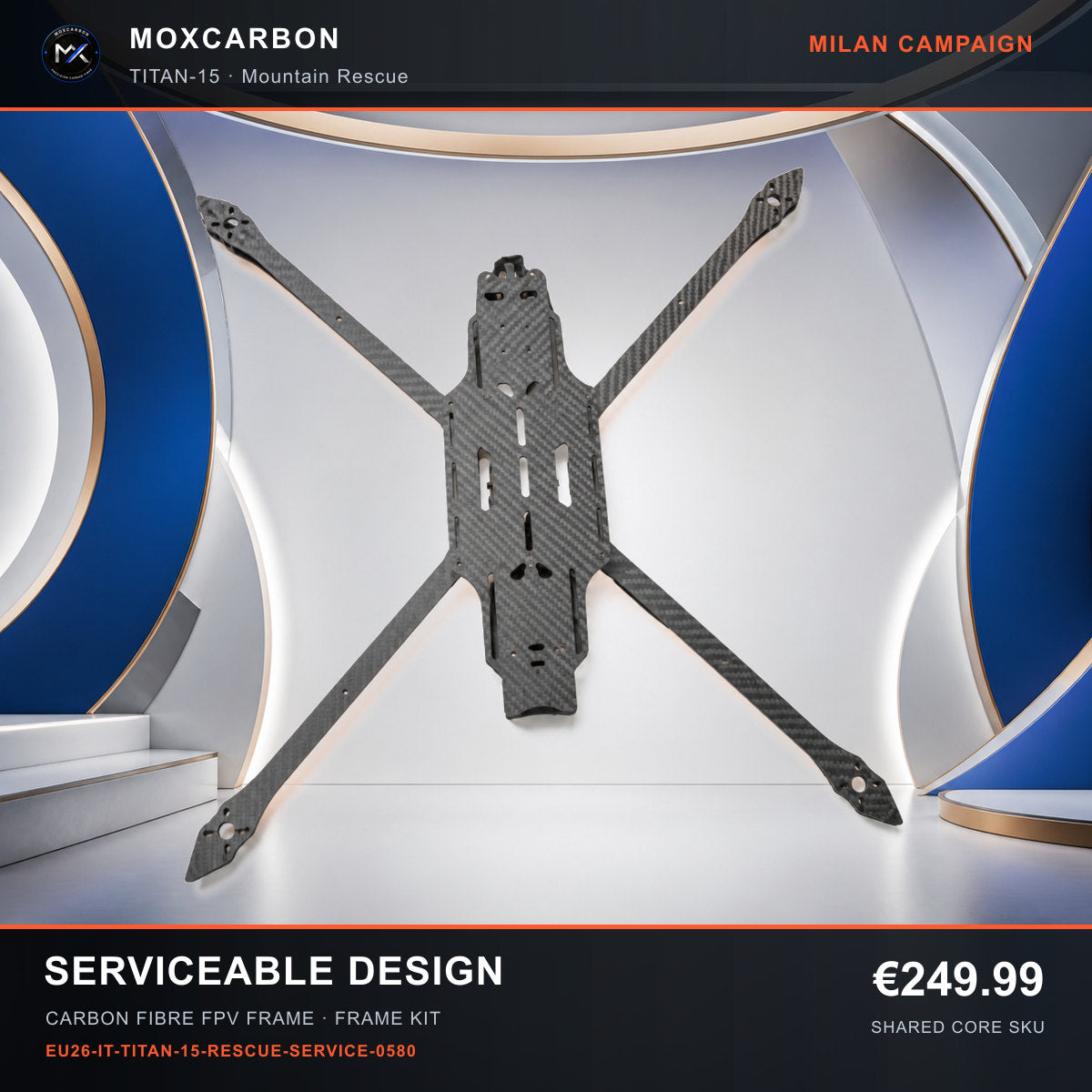 MOX MARK4 Titan GOW 15-Inch Carbon Fibre FPV Frame — Milan Serviceable Design 0580 product image