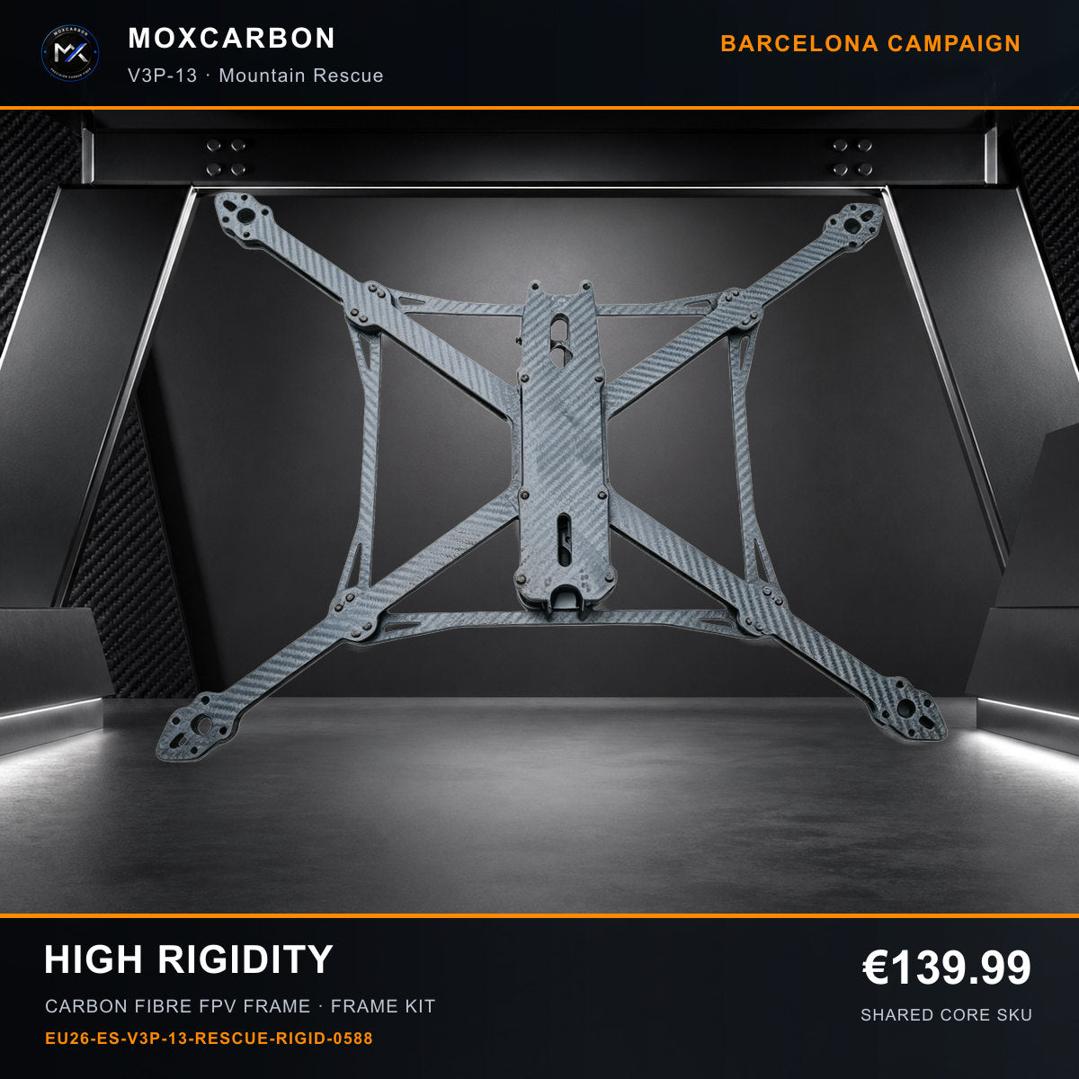 MOX MARK4 V3 Pro 13-Inch Carbon Fibre FPV Frame — Barcelona High Rigidity 0588 product image