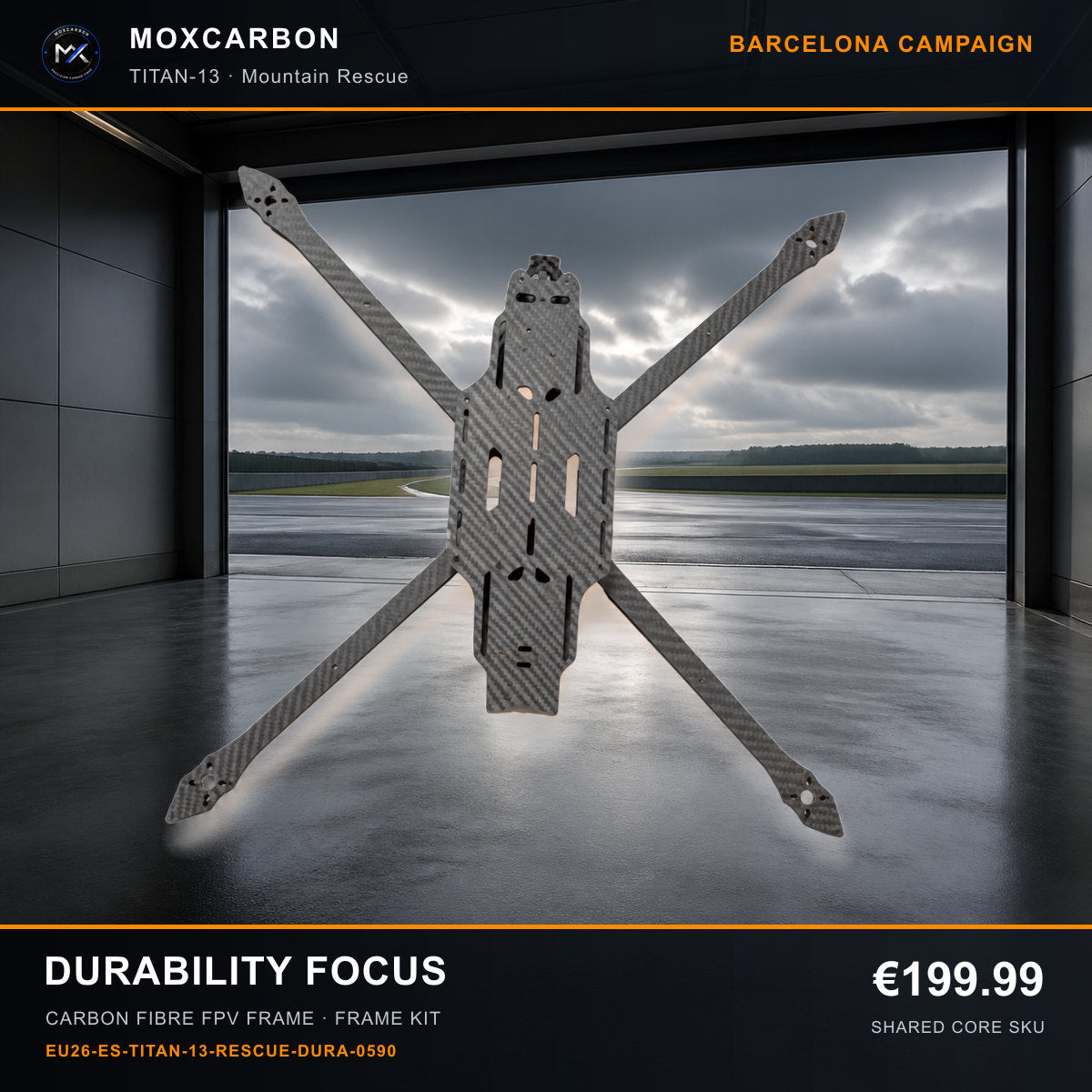 MOX MARK4 Titan GOW 13-Inch Carbon Fibre FPV Frame — Barcelona Durability Focus 0590 product image