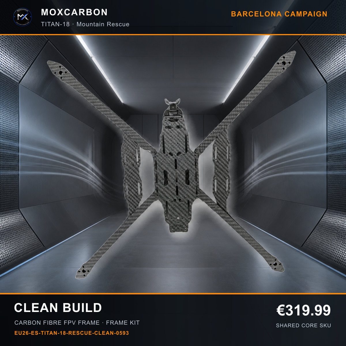 MOX MARK4 Titan GOW 18-Inch Carbon Fibre FPV Frame — Barcelona Clean Build 0593 product image