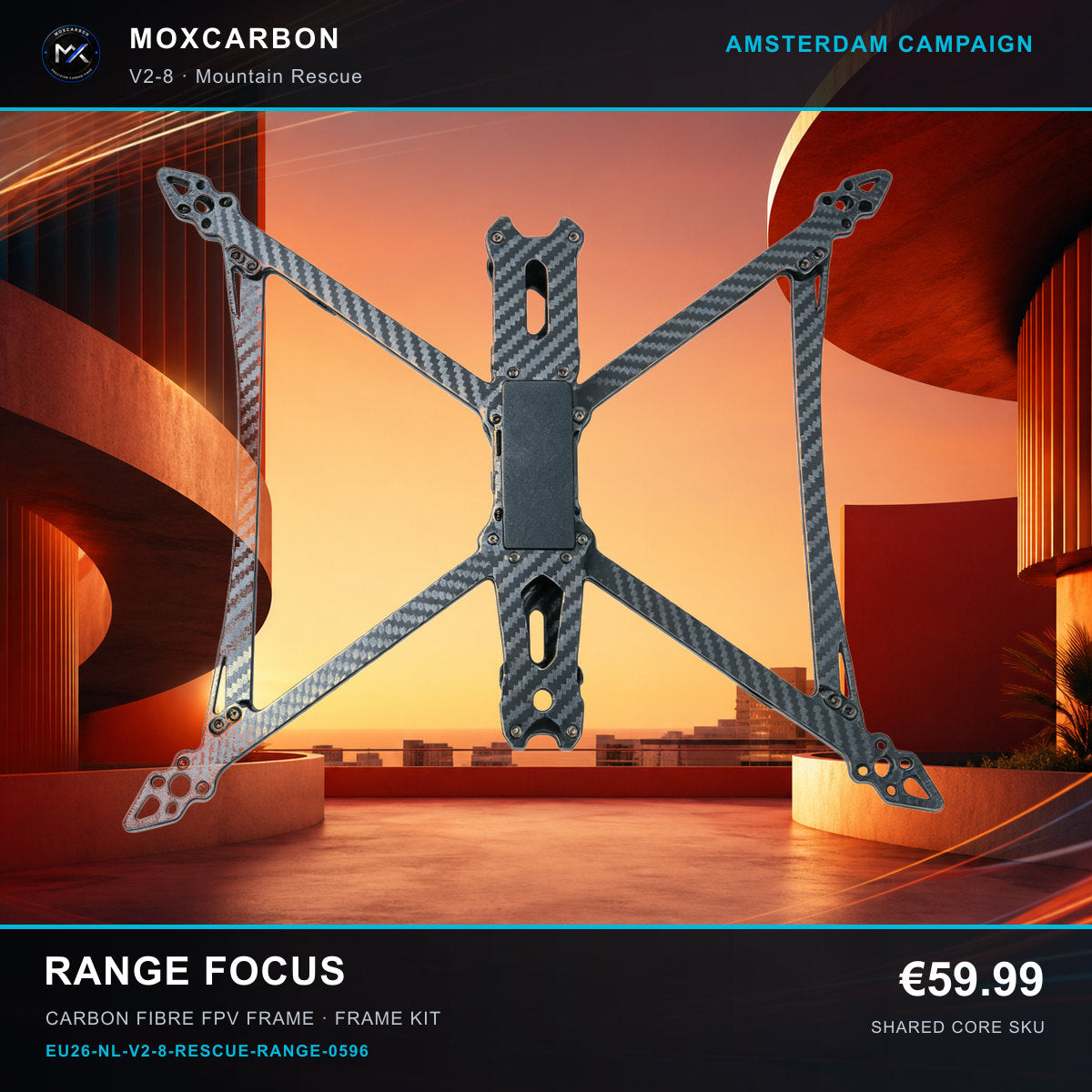 MOX MARK4 V2 8-Inch Carbon Fibre FPV Frame — Amsterdam Range Focus 0596 product image
