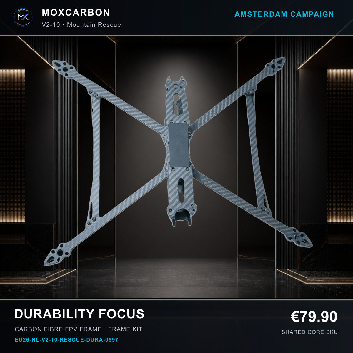 MOX MARK4 V2 10-Inch Carbon Fibre FPV Frame — Amsterdam Durability Focus 0597 product image