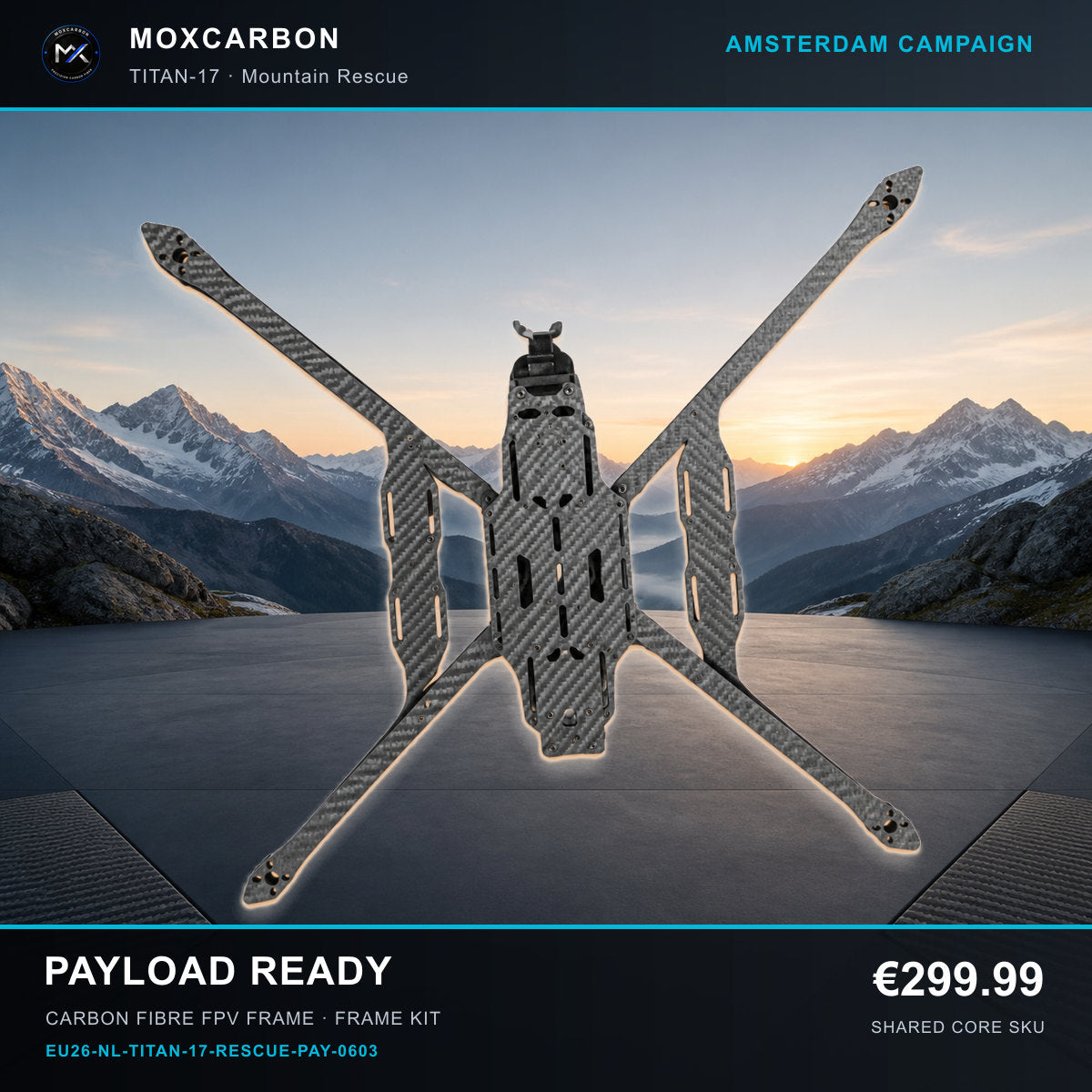 MOX MARK4 Titan GOW 17-Inch Carbon Fibre FPV Frame — Amsterdam Payload Ready 0603 product image