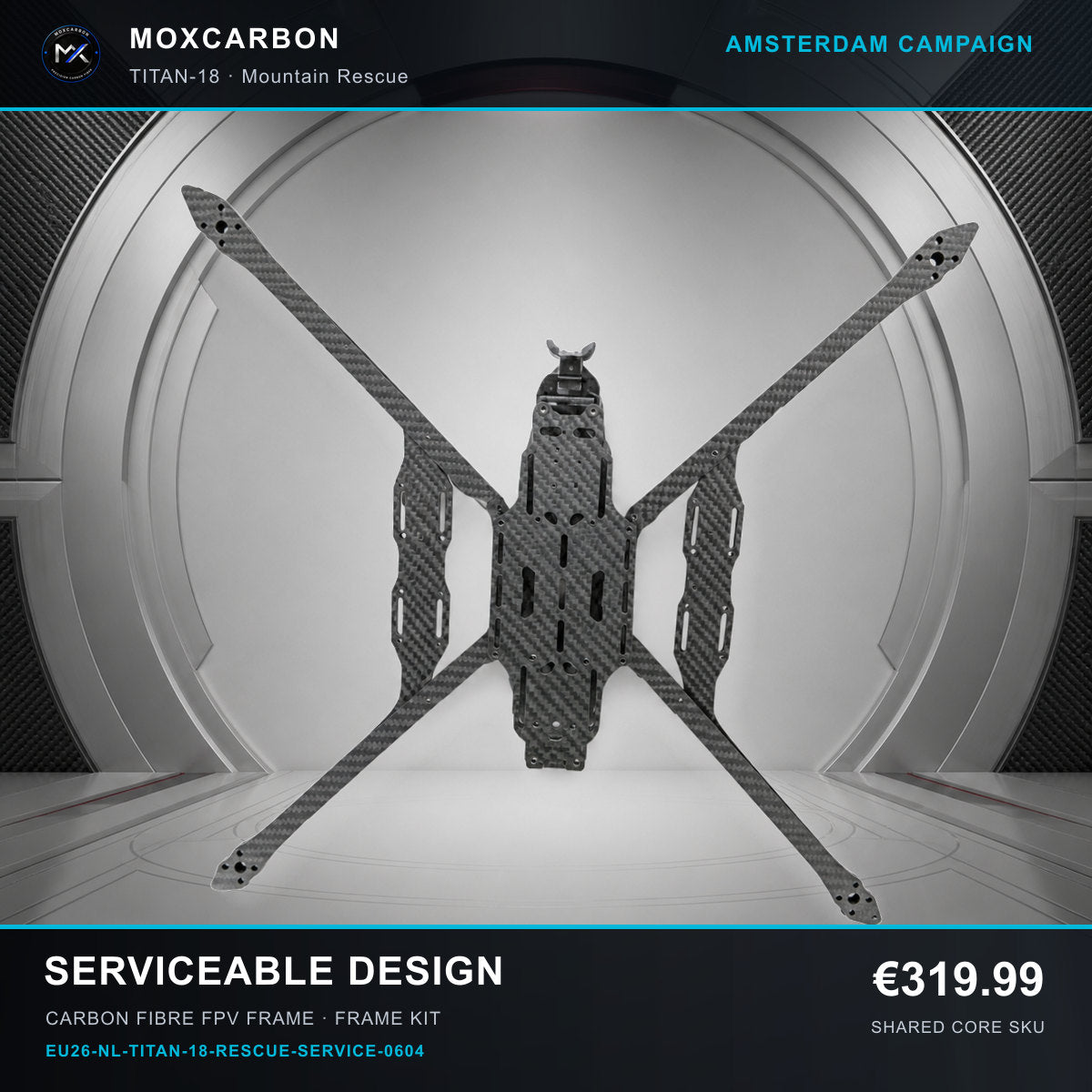 MOX MARK4 Titan GOW 18-Inch Carbon Fibre FPV Frame — Amsterdam Serviceable Design 0604 product image