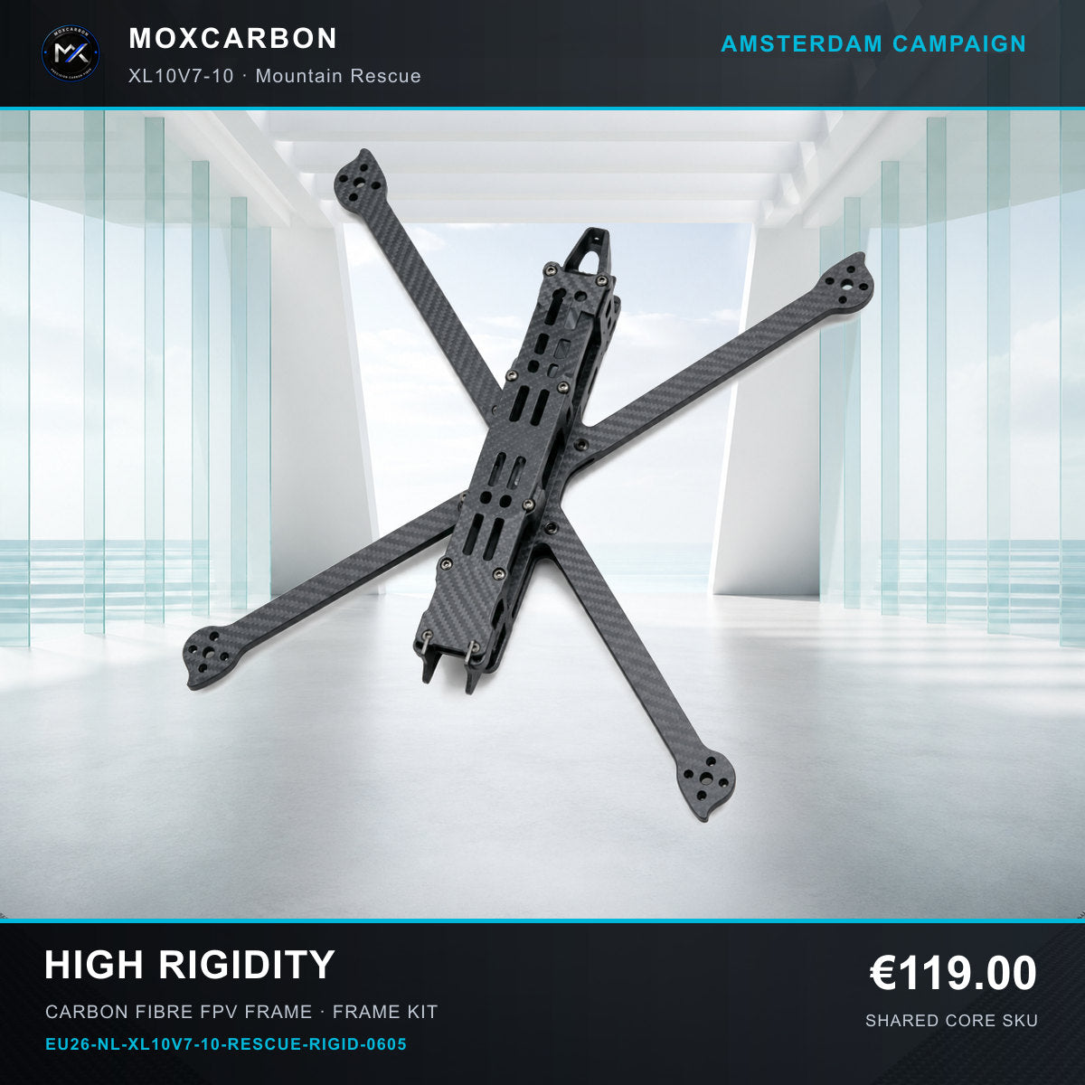 MOX XL10V7 10-Inch Carbon Fibre FPV Frame — Amsterdam High Rigidity 0605 product image