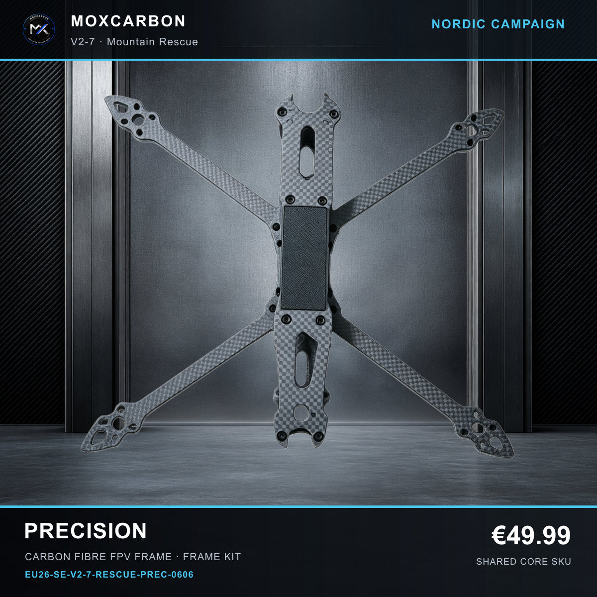 MOX MARK4 V2 7-Inch Carbon Fibre FPV Frame — Nordic Precision 0606 product image