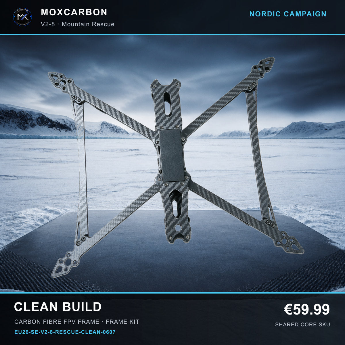 MOX MARK4 V2 8-Inch Carbon Fibre FPV Frame — Nordic Clean Build 0607 product image