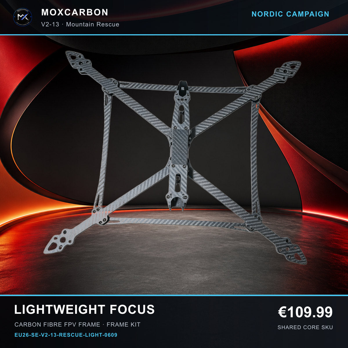 MOX MARK4 V2 13-Inch Carbon Fibre FPV Frame — Nordic Lightweight Focus 0609 product image