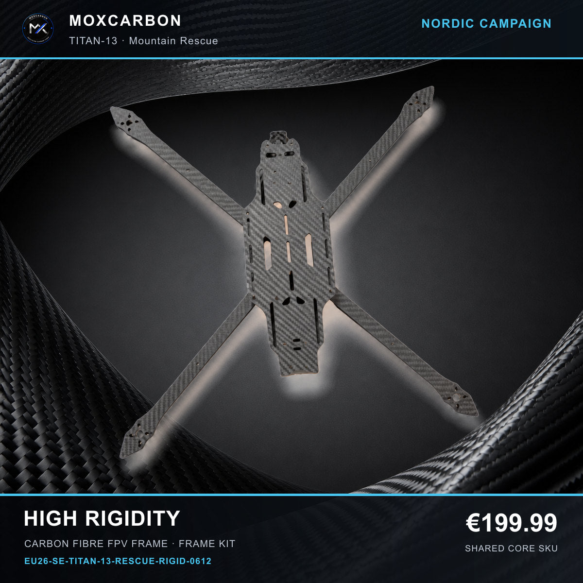 MOX MARK4 Titan GOW 13-Inch Carbon Fibre FPV Frame — Nordic High Rigidity 0612 product image