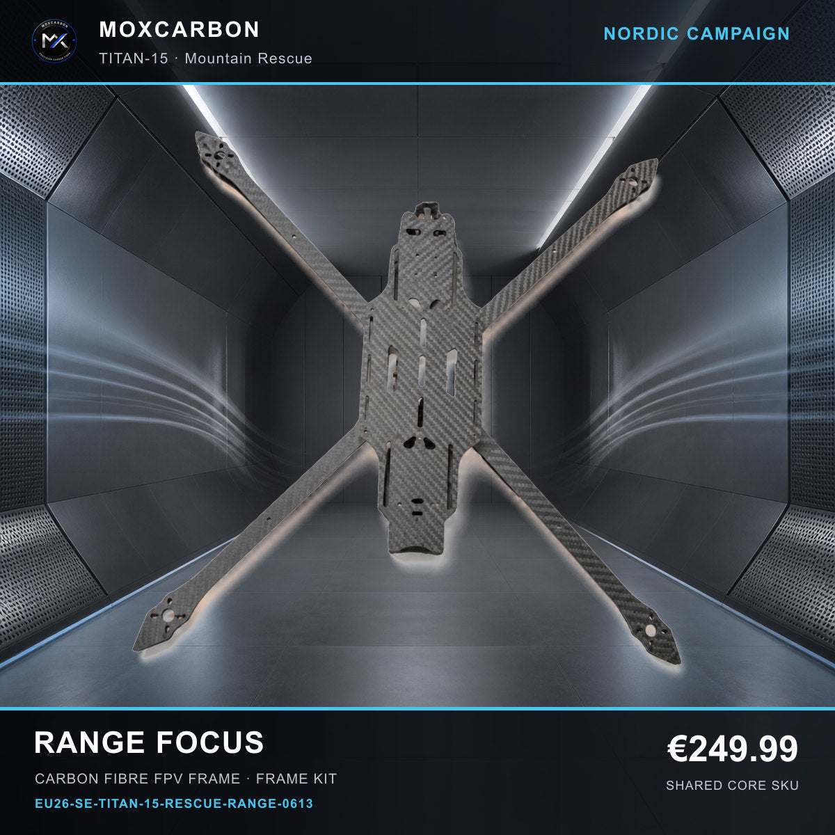 MOX MARK4 Titan GOW 15-Inch Carbon Fibre FPV Frame — Nordic Range Focus 0613 product image