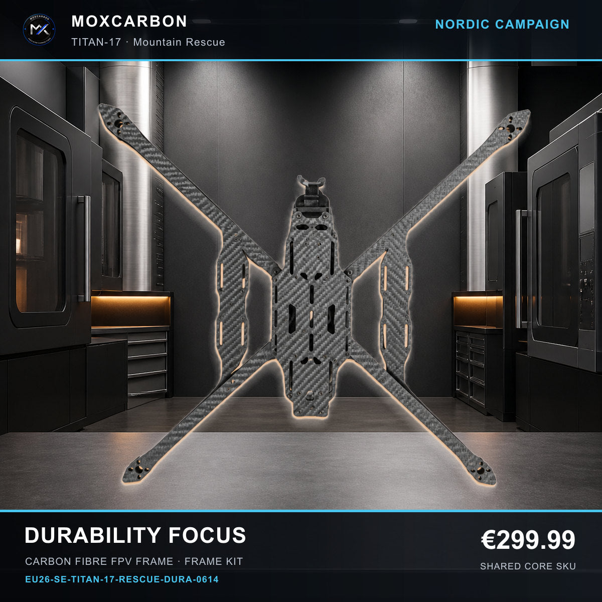 MOX MARK4 Titan GOW 17-Inch Carbon Fibre FPV Frame — Nordic Durability Focus 0614 product image
