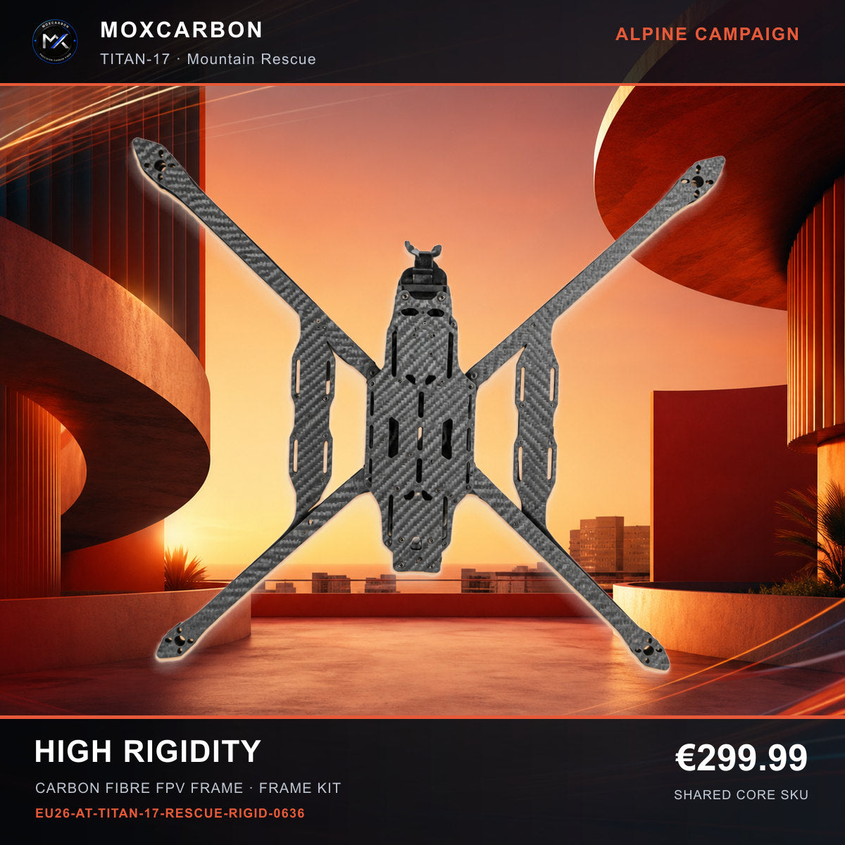 MOX MARK4 Titan GOW 17-Inch Carbon Fibre FPV Frame — Alpine High Rigidity 0636 product image