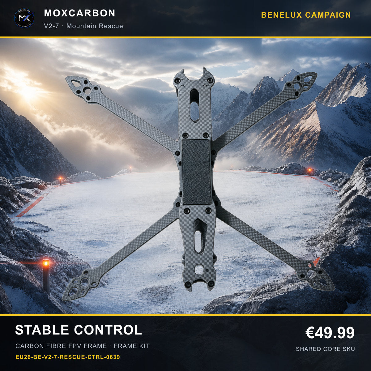 MOX MARK4 V2 7-Inch Carbon Fibre FPV Frame — Benelux Stable Control 0639 product image