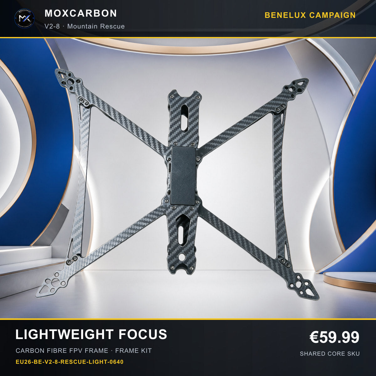 MOX MARK4 V2 8-Inch Carbon Fibre FPV Frame — Benelux Lightweight Focus 0640 product image