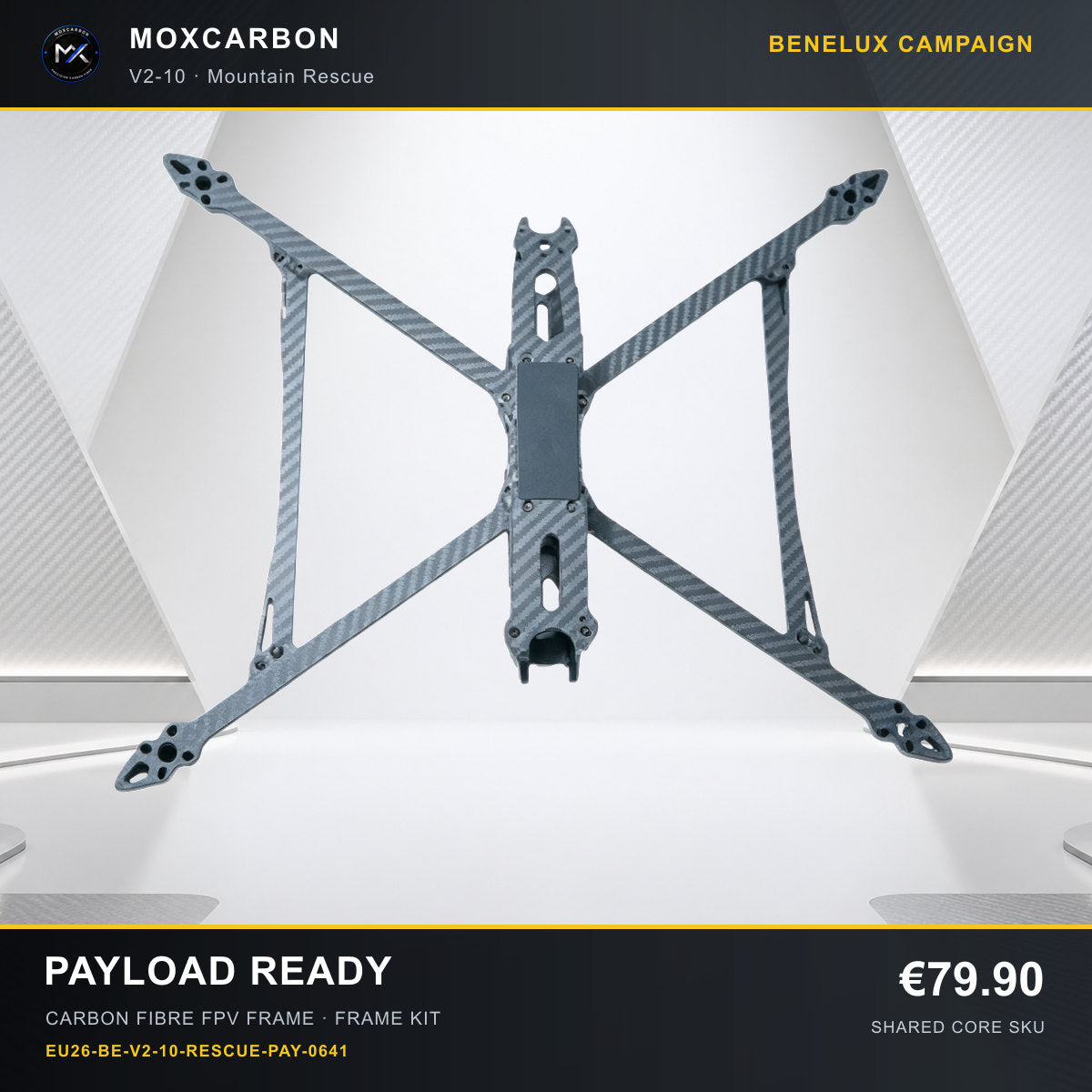 MOX MARK4 V2 10-Inch Carbon Fibre FPV Frame — Benelux Payload Ready 0641 product image