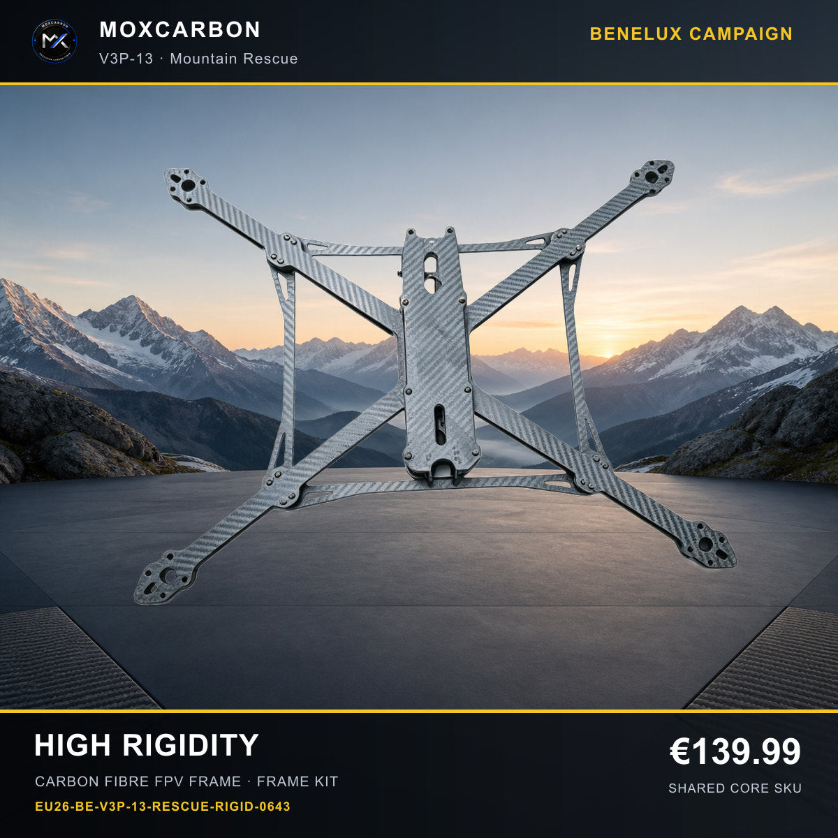 MOX MARK4 V3 Pro 13-Inch Carbon Fibre FPV Frame — Benelux High Rigidity 0643 product image