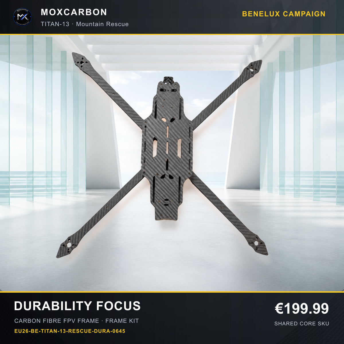 MOX MARK4 Titan GOW 13-Inch Carbon Fibre FPV Frame — Benelux Durability Focus 0645 product image