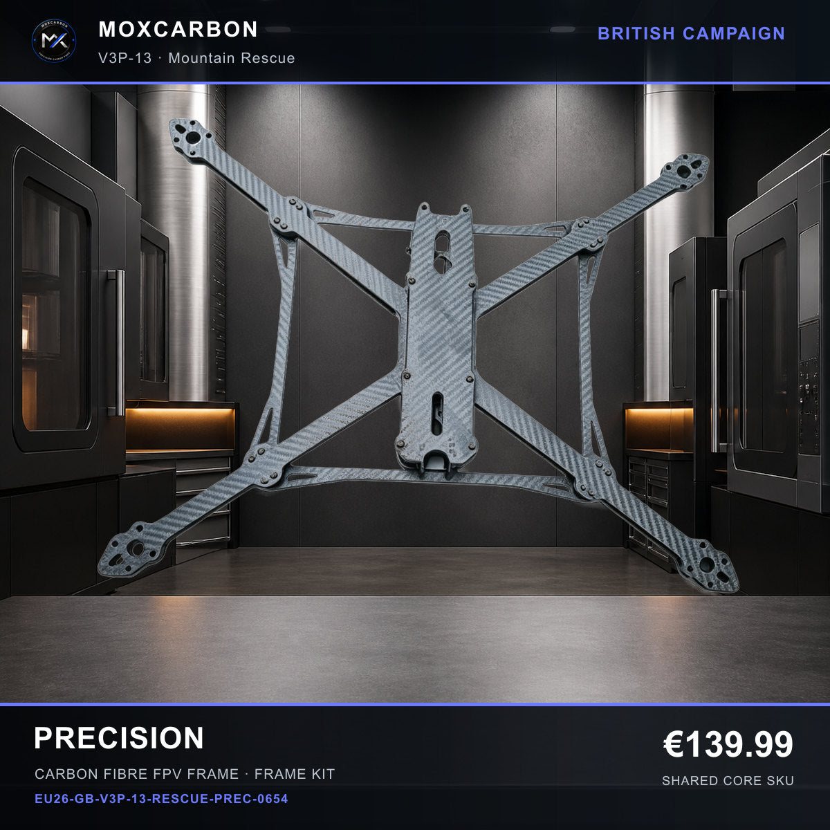 MOX MARK4 V3 Pro 13-Inch Carbon Fibre FPV Frame — British Precision 0654 product image