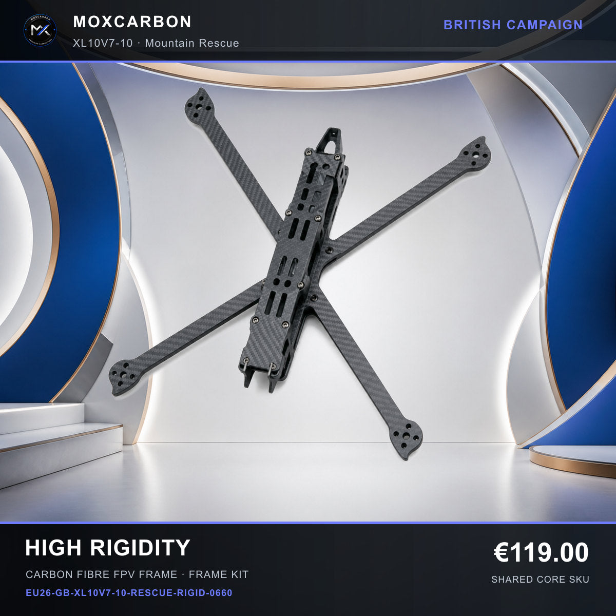 MOX XL10V7 10-Inch Carbon Fibre FPV Frame — British High Rigidity 0660 product image