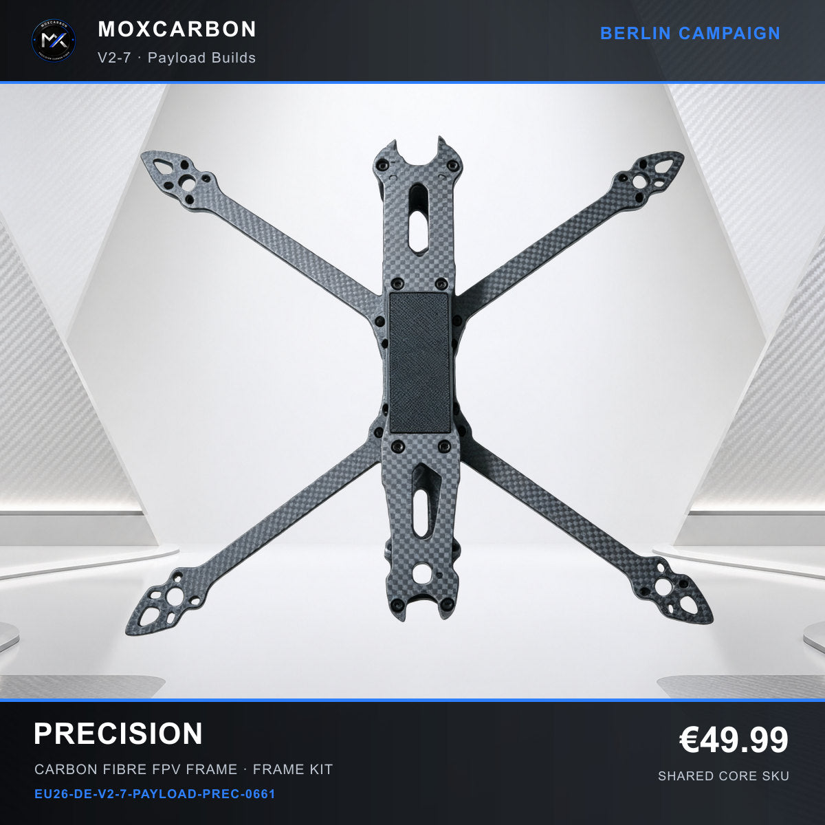 MOX MARK4 V2 7-Inch Carbon Fibre FPV Frame — Berlin Precision 0661 product image